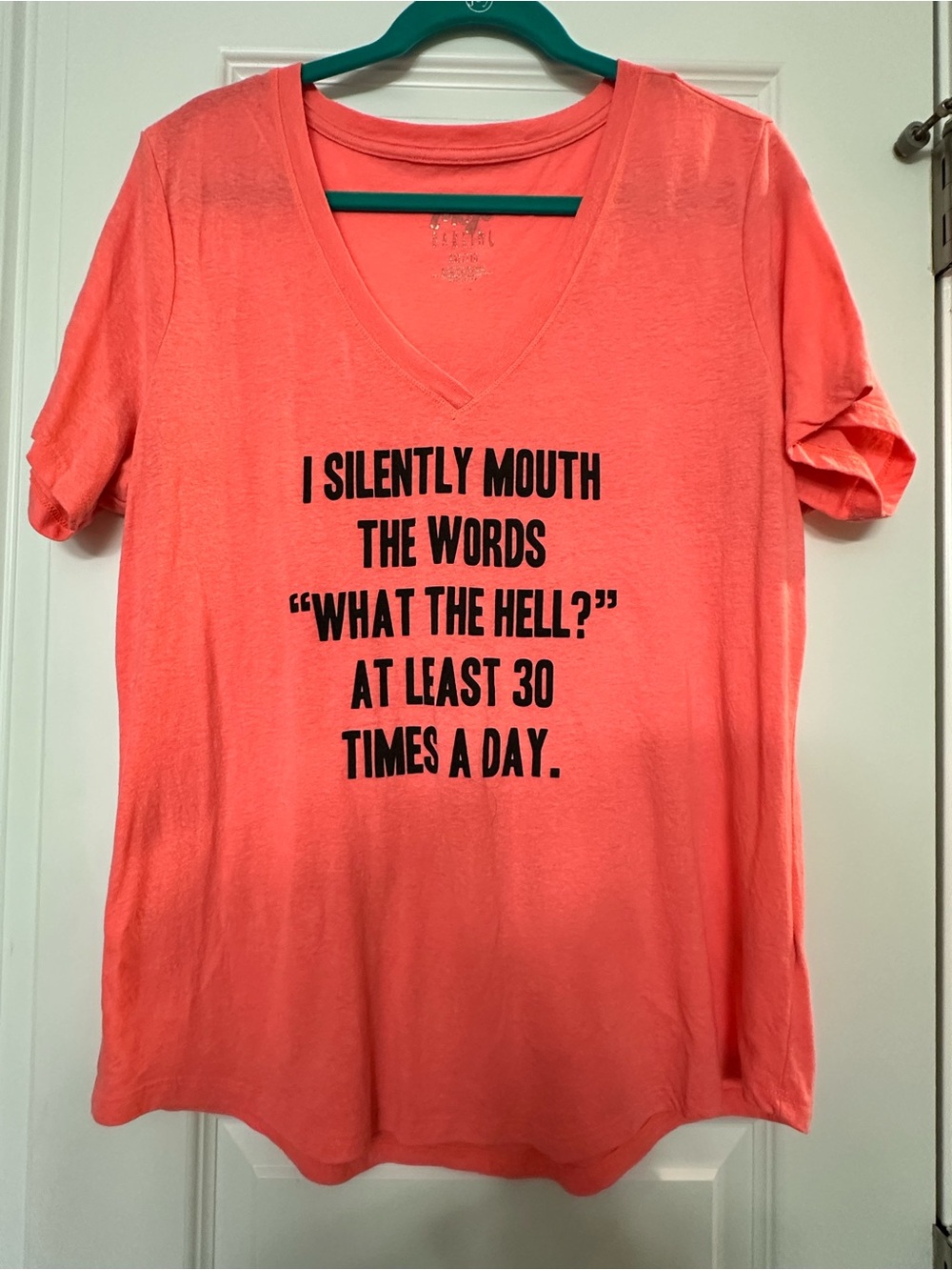 Coral Graphic XXL V-Neck Tee with Black Text